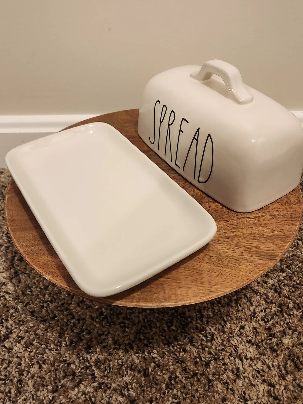 Rae Dunn Artisan Collection Ceramic 'SPREAD' Butter Dish From Magenta